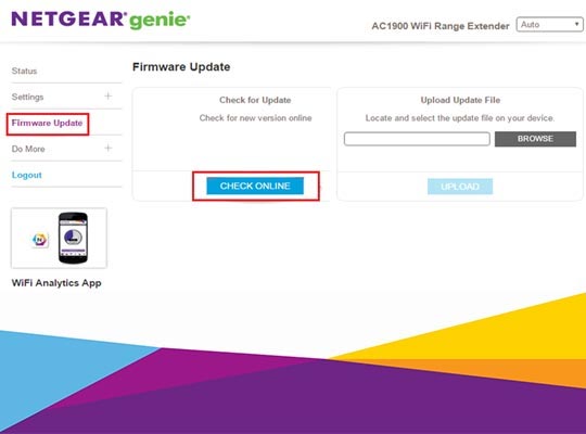 Netgear Extender Firmware Update via Mywifiext